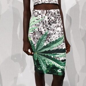 Clover Canyon Cannabis Print Pencil Skirt
